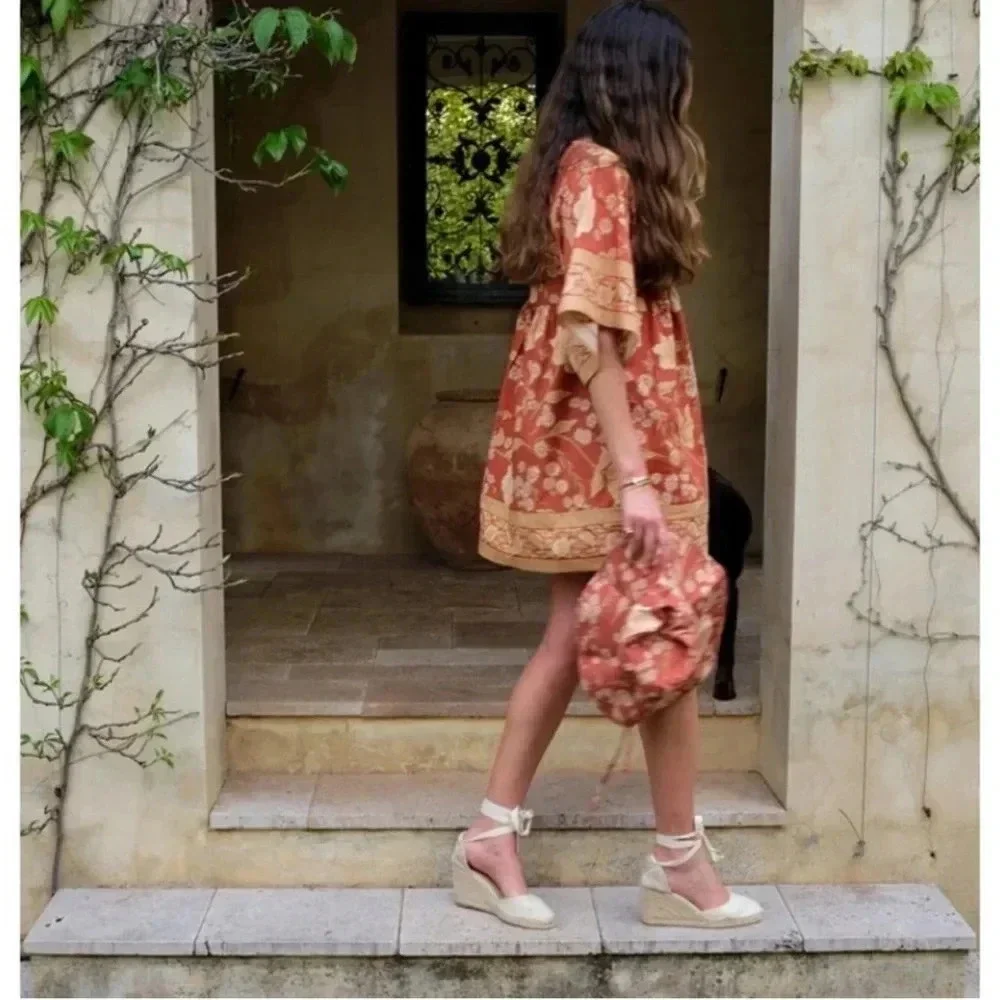 NWT SPELL & THE GYPSY Sloan Smock Mini Dress in Ochre Size M - Picture 6 of 16